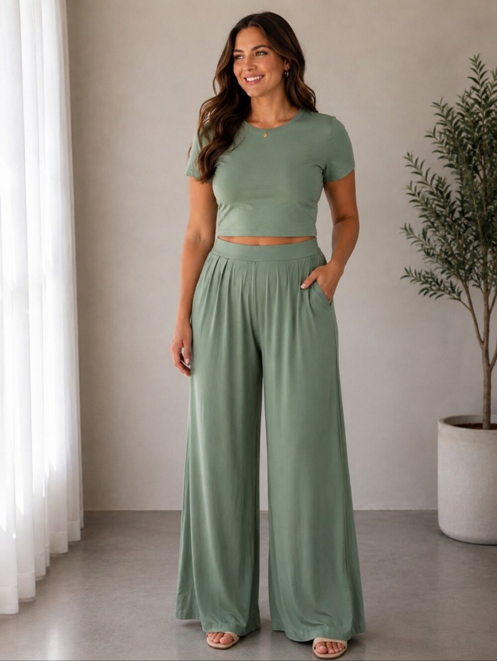 Wide Leg Pants Set